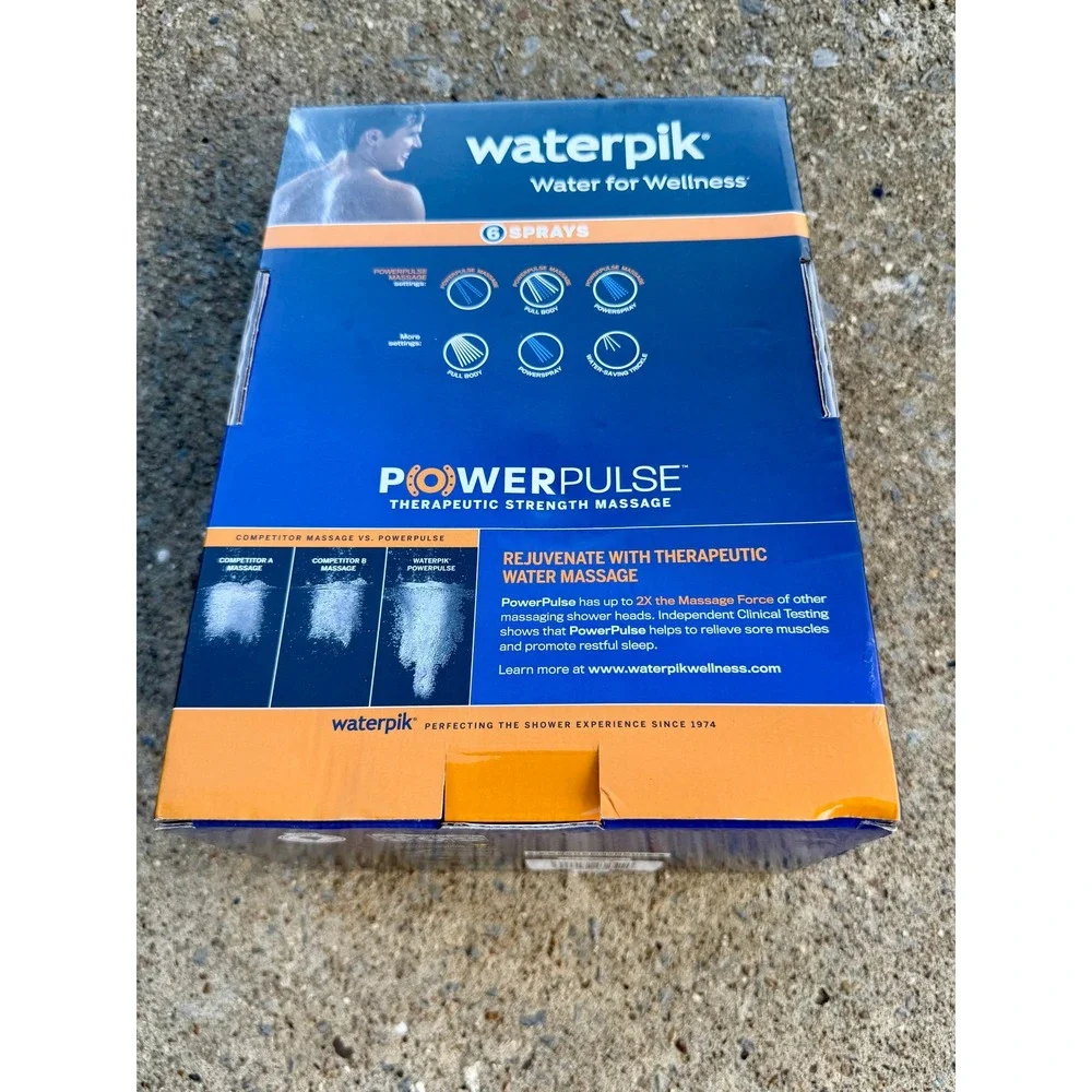 Waterpik PowerPulse Therapeutic Massage 6-Spray Shower Head Chrome XMT-633E